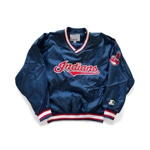 Vintage Starter Windbreaker MLB Cleveland Indians Size Large Chief Wahoo